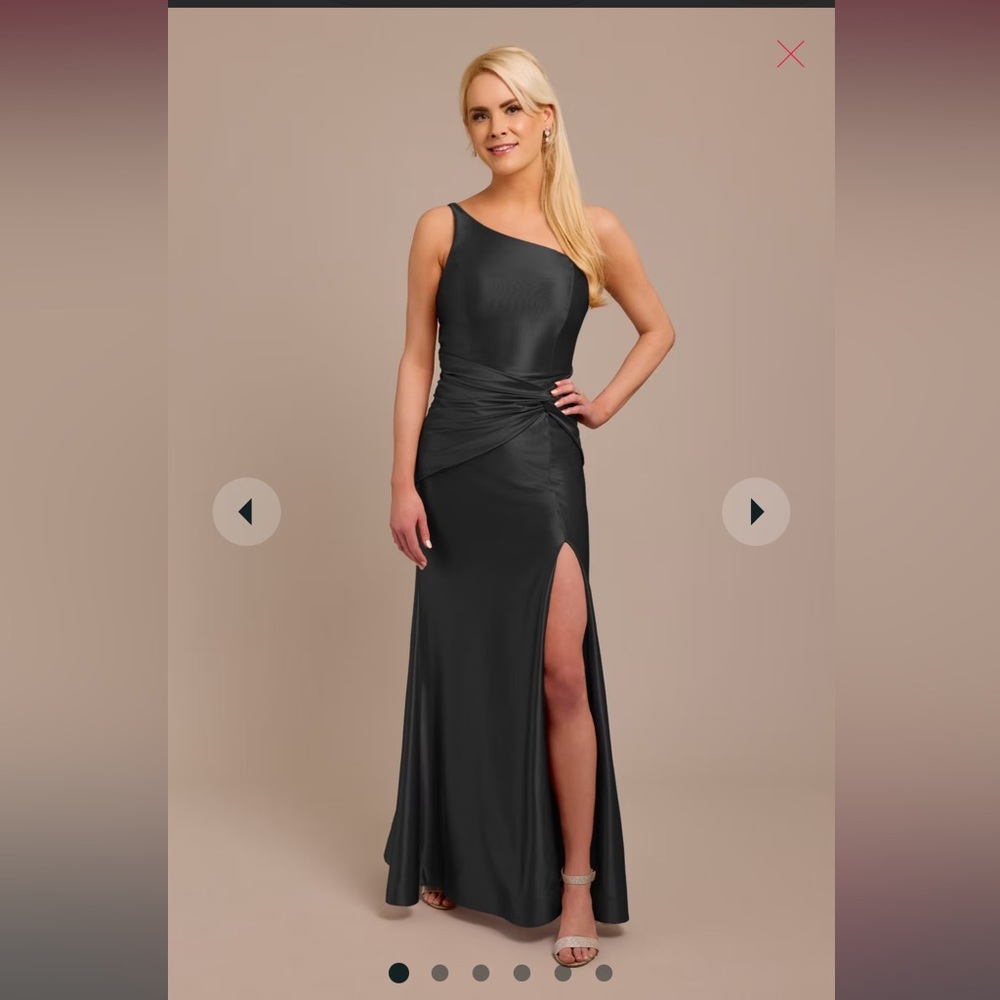 David’s Bridal Galina Signature Sculpting Satin One-Shoulder Dress. Size 10